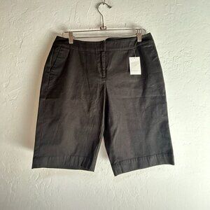 Cabi Women's Cotton Blend Mid Rise Dark Wash Casual Bermuda Shorts Black 10 NWT